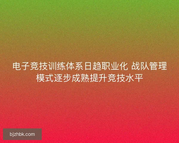 电子竞技训练体系日趋职业化 战队管理模式逐步成熟提升竞技水平