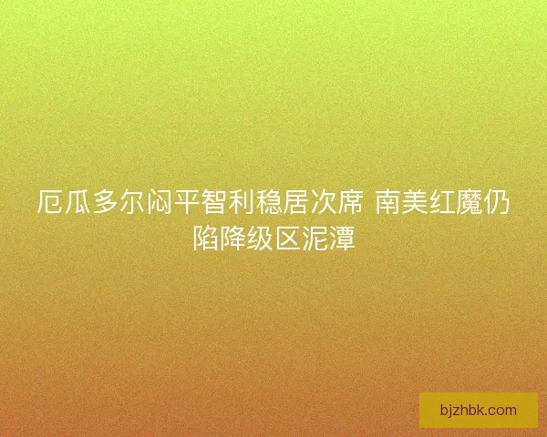 厄瓜多尔闷平智利稳居次席 南美红魔仍陷降级区泥潭