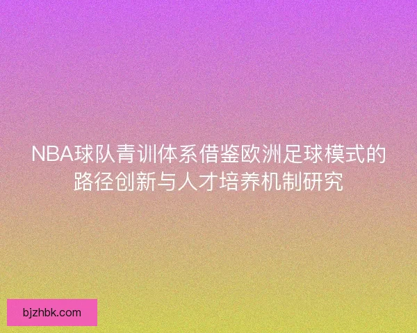 NBA球队青训体系借鉴欧洲足球模式的路径创新与人才培养机制研究